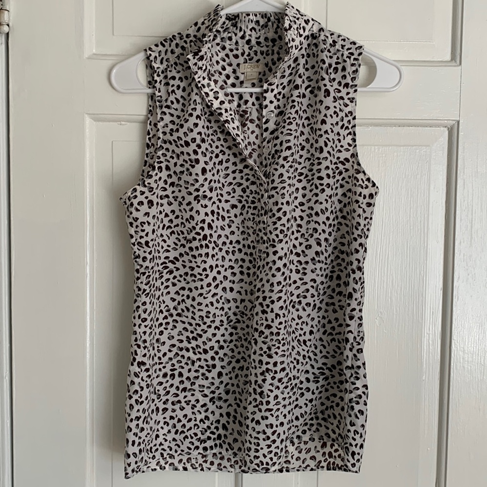 J Crew sleeveless leopard print blouse